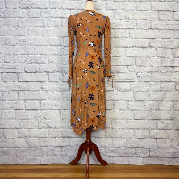 Urban Outfitters Audrey Tan Floral Wrap Dress - Picture 2 of 6